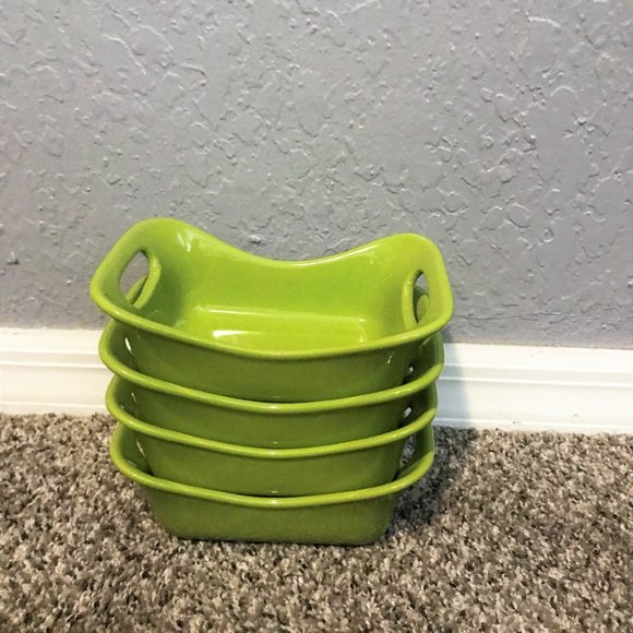 Rachael Ray Other - Rachel Ray 4 chartreuse green 12 oz ramekin bakeware set new
